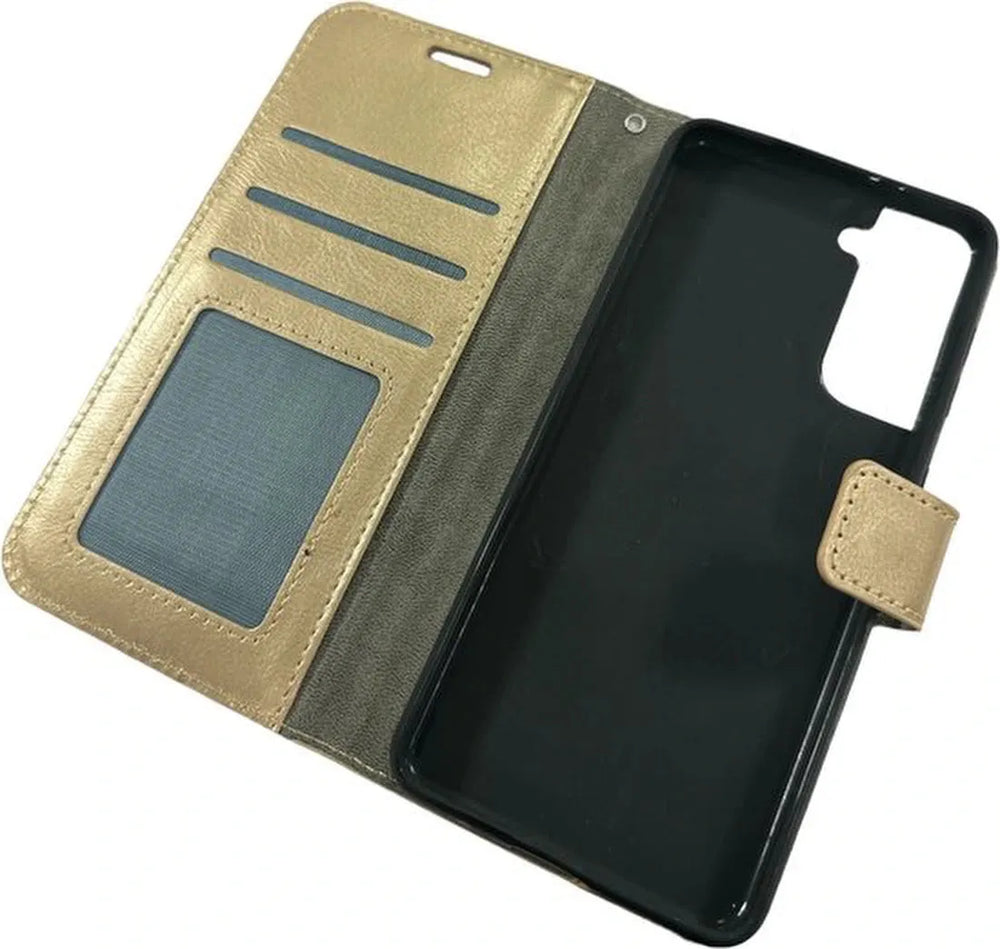 Samsung Galaxy S22+ Hoesjes – Portemonnee Book Case – Pasjeshouder – Magneetsluiting – Goud-Ilumina Benelux