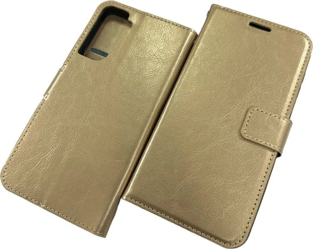 Samsung Galaxy S22+ Hoesjes – Portemonnee Book Case – Pasjeshouder – Magneetsluiting – Goud-Ilumina Benelux
