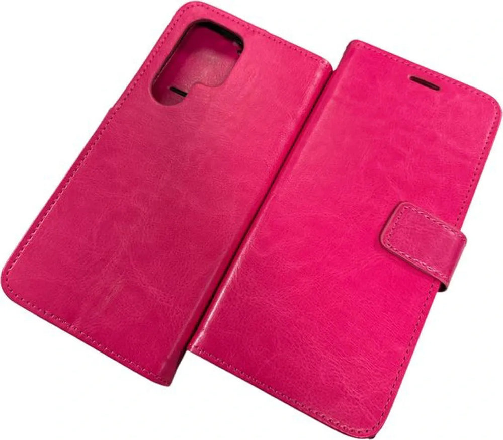 Samsung Galaxy S22 Ultra Hoesjes – Portemonnee Book Case – Pasjeshouder – Magneetsluiting – Roze-Ilumina Benelux