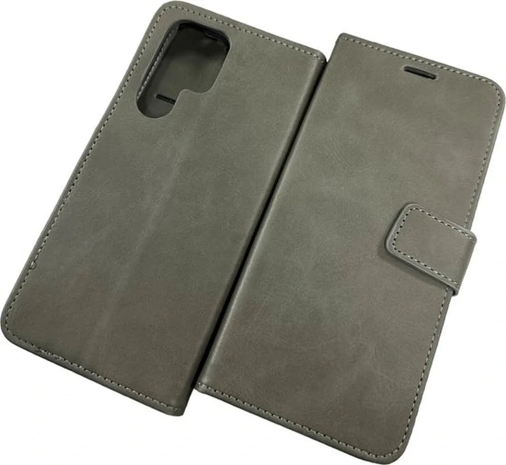 Samsung Galaxy S22 Ultra Hoesjes – Portemonnee Book Case – Pasjeshouder – Magneetsluiting – Grijs-Ilumina Benelux
