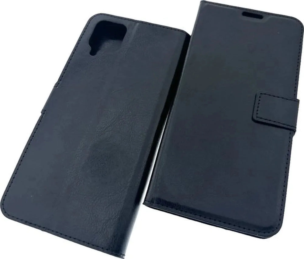 Samsung Galaxy A12 Hoesjes – Portemonnee Hoes – 2 Pack Screenprotector – Pasjeshouder – Zwart-Ilumina Benelux