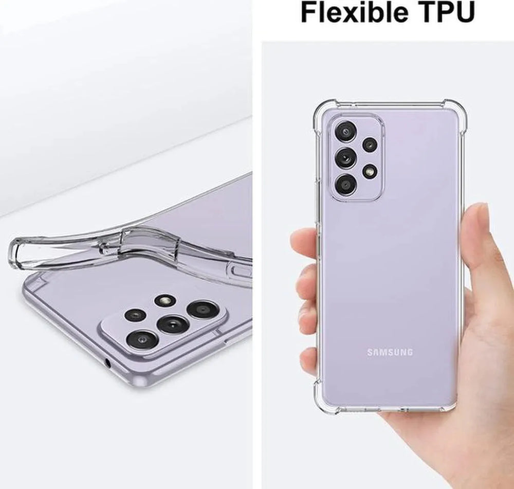 Samsung Galaxy A33 5G Hoesjes – Siliconen Backcover – Schokbestendig – 2x Screenprotector Gehard Glas – Transparant-Ilumina Benelux