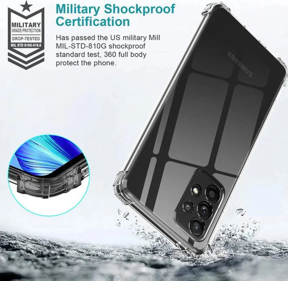 Samsung Galaxy A53 Hoesjes – Siliconen Backcover Anti-Shock – Schokbestendig – Met 2x Screenprotector Gehard Glas – Transparant-Ilumina Benelux