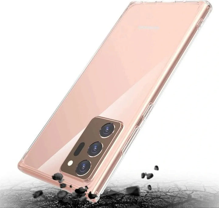 Samsung Galaxy Note 20 Hoesjes – Transparante Siliconen Backcover – Inclusief 2x Screenprotector Gehard Glas – Anti-kras-Ilumina Benelux