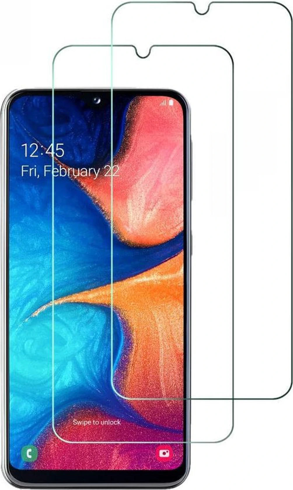 Samsung Galaxy A20E Hoesjes – Siliconen Backcover + 2x Screenprotector – Gehard Glas – Anti-kras – Zwart