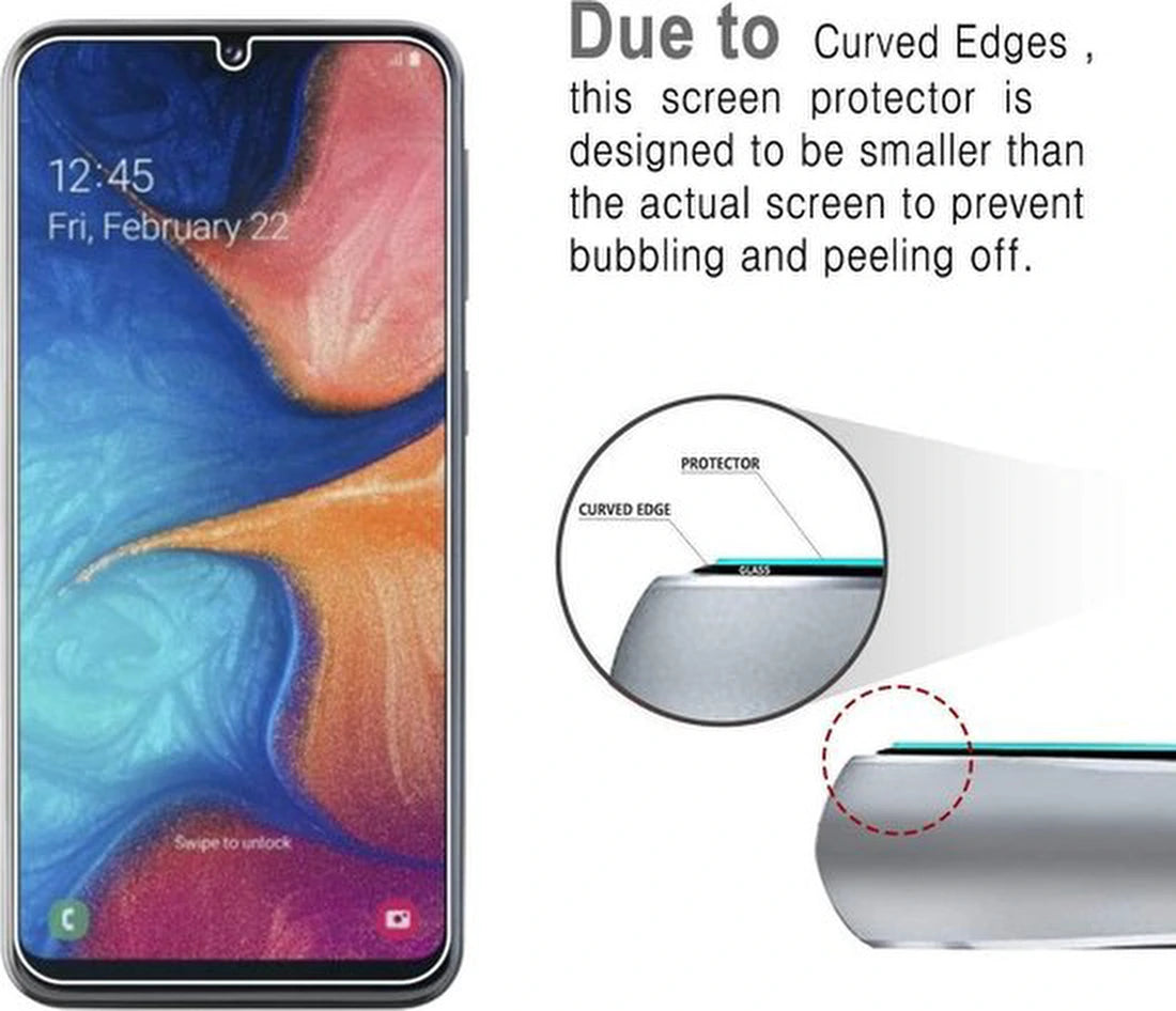 Samsung Galaxy A20E Hoesjes – Siliconen Backcover + 2x Screenprotector – Gehard Glas – Anti-kras – Zwart