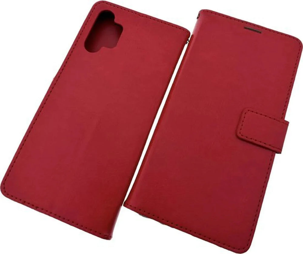 Samsung Galaxy A13 4G Hoesjes – Portemonnee Hoes – 2 Pack Screenprotector – Magneetsluiting – Rood-Ilumina Benelux