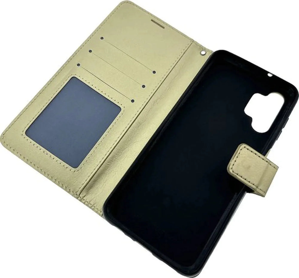 Samsung Galaxy A13 4G Hoesjes – Portemonnee Book Case – Pasjeshouder – Magneetsluiting – Goud-Ilumina Benelux