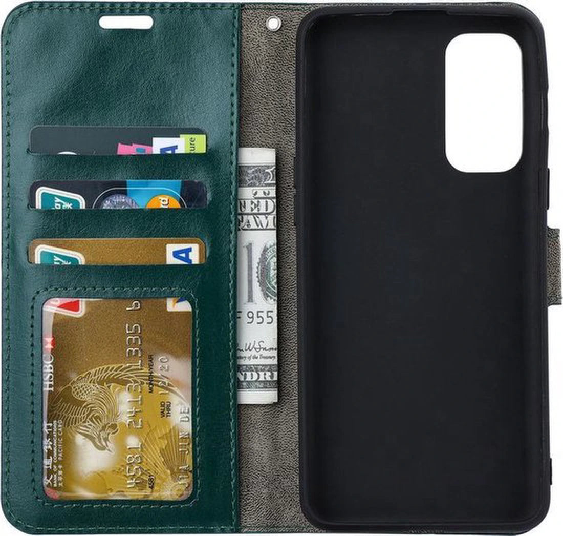 Motorola Edge 30 Hoesjes – Portemonnee Book Case – Pasjeshouder – Magneetsluiting – Groen