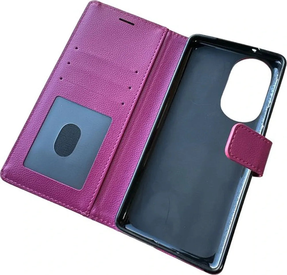 Motorola Edge 30 Pro Hoesjes – Portemonnee Book Case – Pasjeshouder – Magneetsluiting – Roze-Ilumina Benelux
