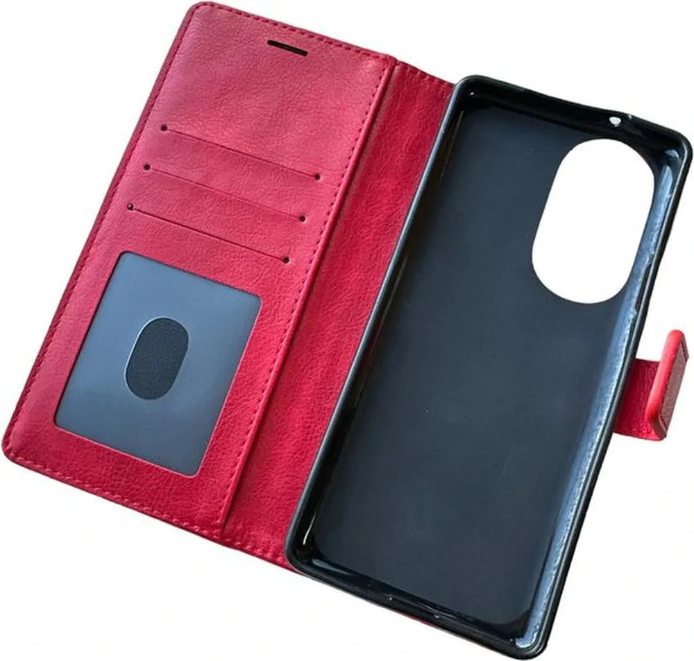 Motorola Edge 30 Pro Hoesjes – Portemonnee Book Case – Pasjeshouder – Magneetsluiting – Rood-Ilumina Benelux