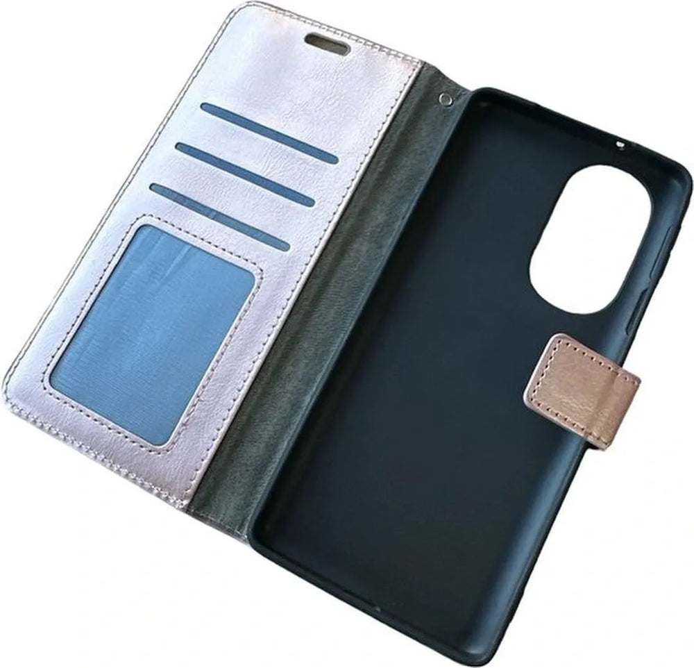 Motorola Edge 30 Pro Hoesjes – Portemonnee Book Case – Pasjeshouder – Magneetsluiting – Roségoud-Ilumina Benelux