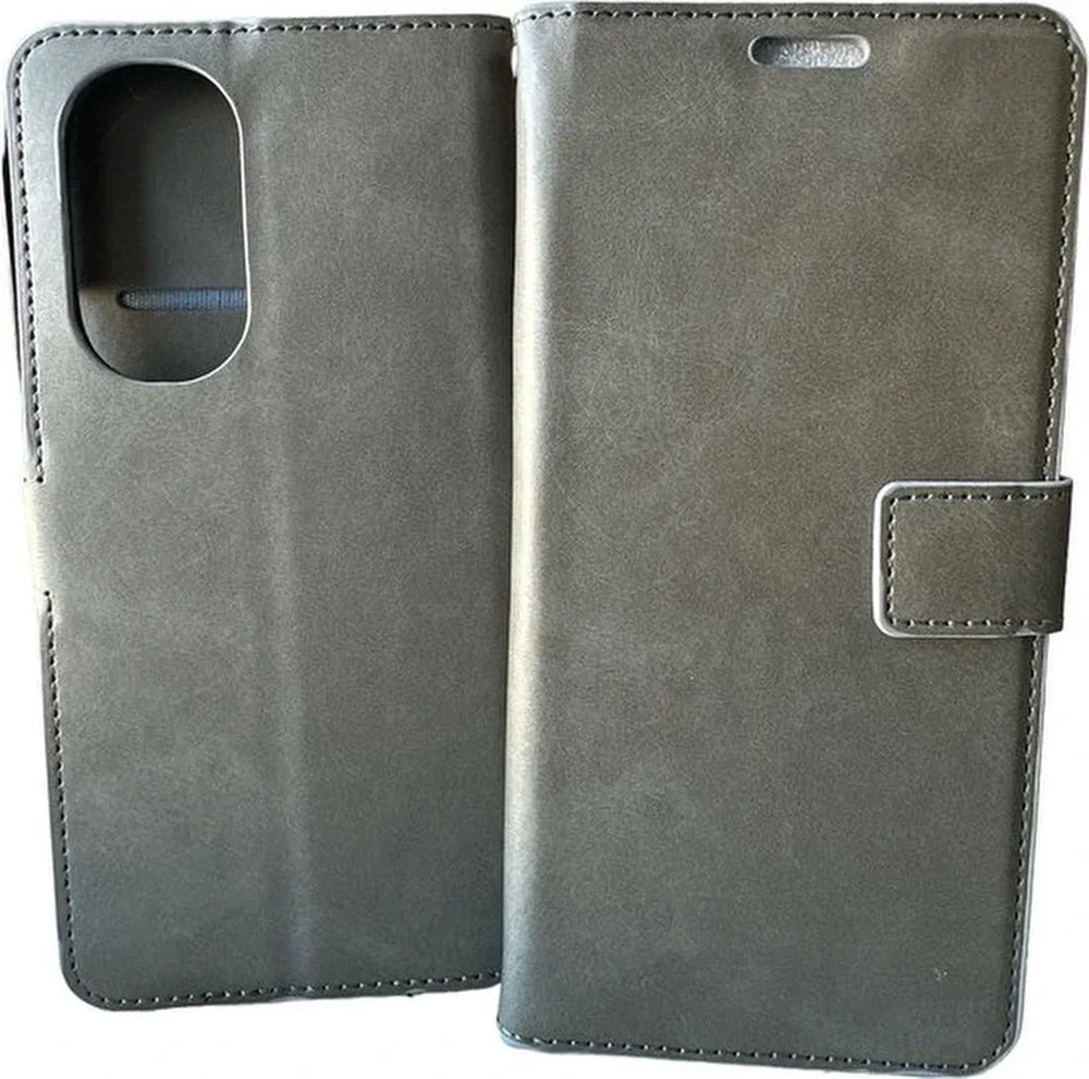Motorola Edge 30 Pro Hoesjes – Portemonnee Book Case – Pasjeshouder – Magneetsluiting – Grijs-Ilumina Benelux