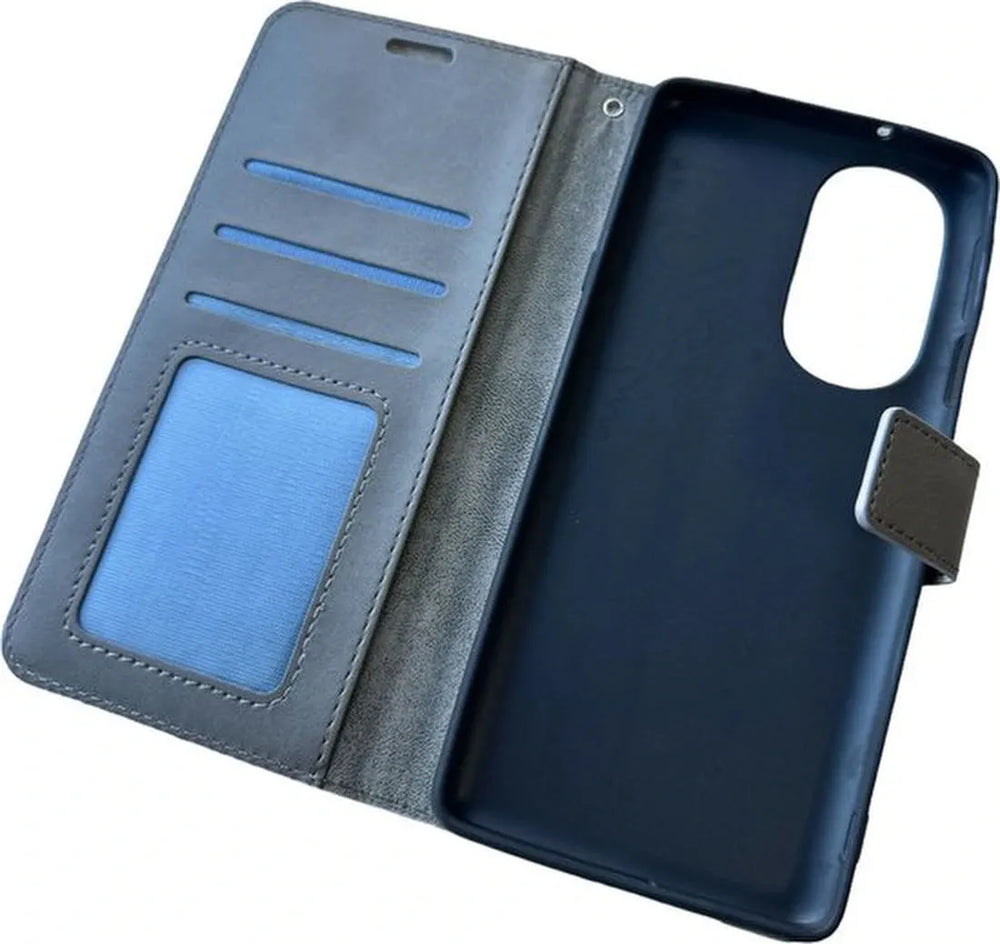 Motorola Edge 30 Pro Hoesjes – Portemonnee Book Case – Pasjeshouder – Magneetsluiting – Grijs-Ilumina Benelux