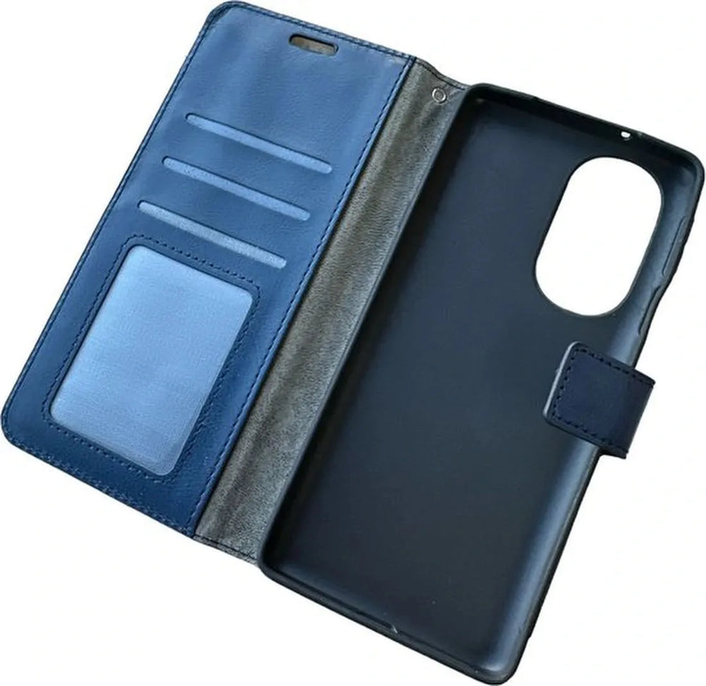 Motorola Edge 30 Pro Hoesjes – Portemonnee Book Case – Pasjeshouder – Magneetsluiting – Blauw-Ilumina Benelux