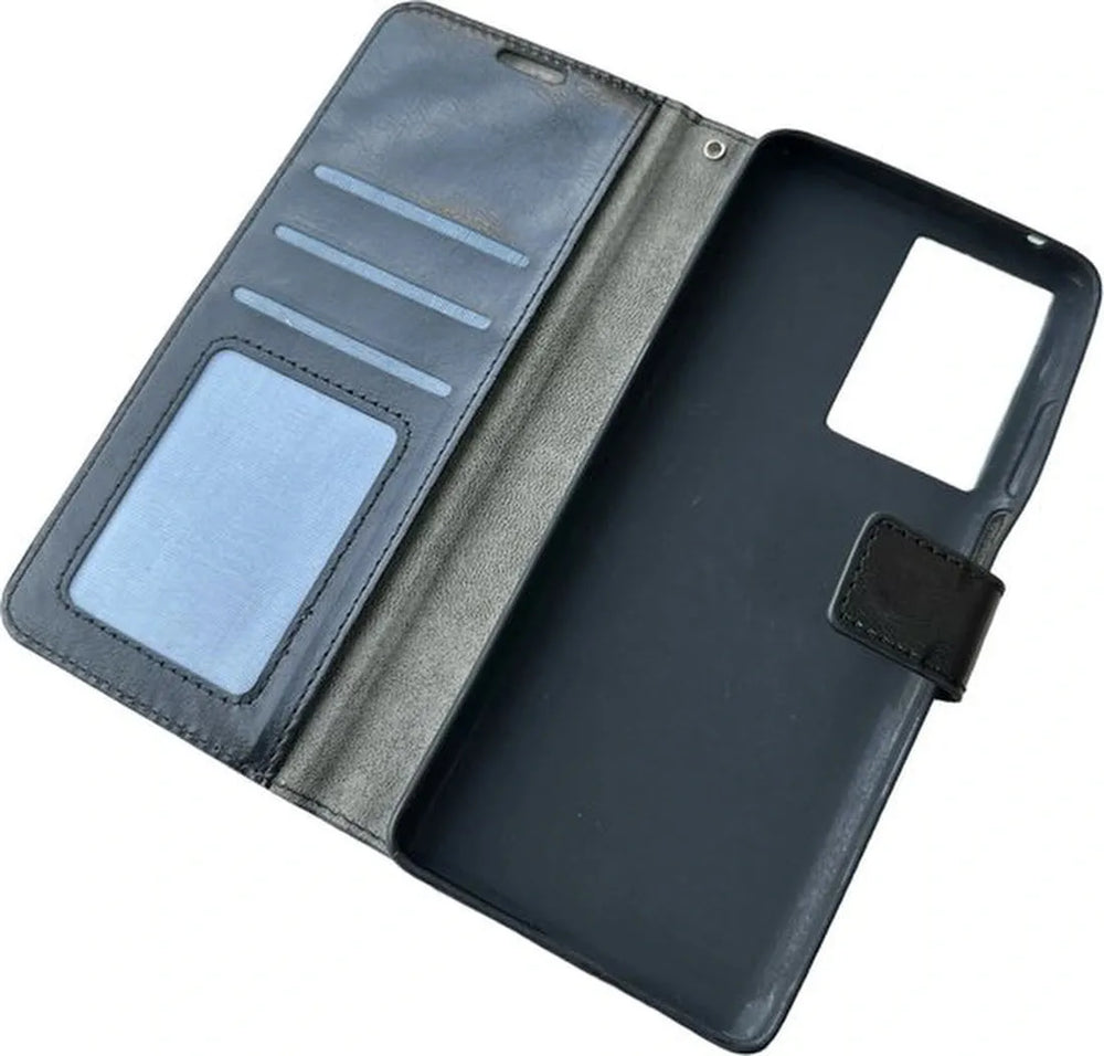 Motorola Moto G200 5G Hoesjes – Portemonnee Book Case – Pasjeshouder – Magneetsluiting – Zwart-Ilumina Benelux