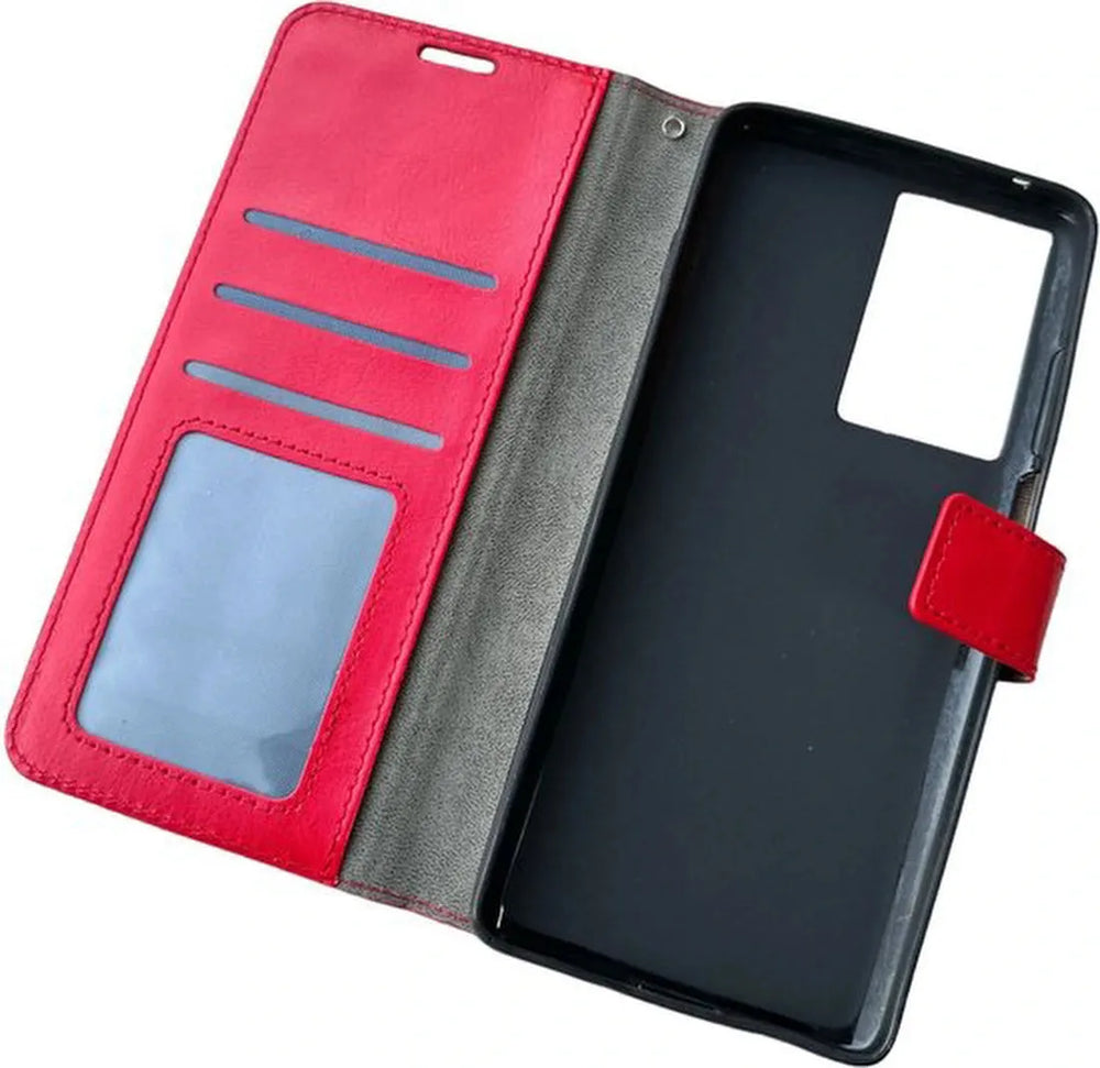 Motorola Moto G200 5G Hoesjes – Portemonnee Book Case – Pasjeshouder – Magneetsluiting – Rood-Ilumina Benelux