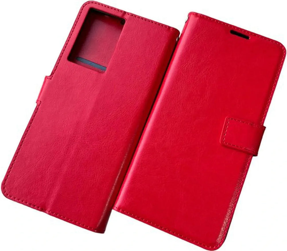 Motorola Moto G200 5G Hoesjes – Portemonnee Book Case – Pasjeshouder – Magneetsluiting – Rood-Ilumina Benelux
