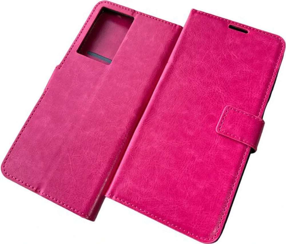Motorola Moto G200 5G Hoesjes – Portemonnee Book Case – Pasjeshouder – 2x Screenprotector – Roze-Ilumina Benelux