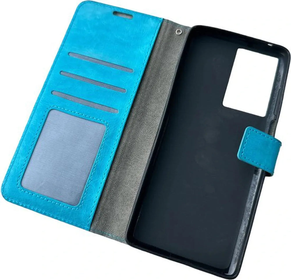 Motorola Moto G200 5G Hoesjes – Portemonnee Book Case – Magneetsluiting – 2x Screenprotector – Turquoise-Ilumina Benelux