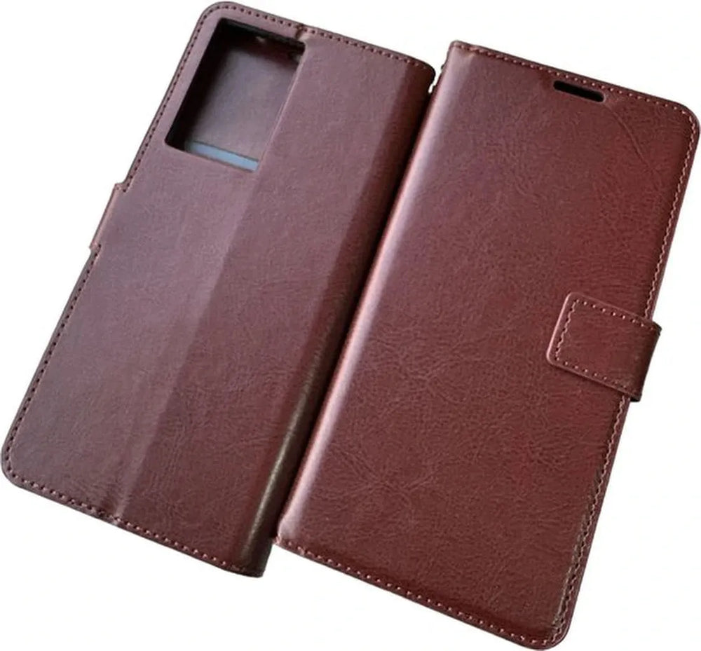 Motorola Moto G200 5G Hoesjes – Portemonnee Book Case – Magneetsluiting – 2x Screenprotector – Bruin-Ilumina Benelux