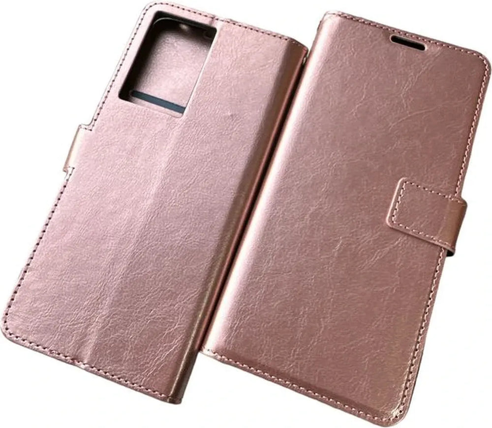 Motorola Moto G200 5G Hoesjes – Portemonnee Book Case – Magneetsluiting – 2x Screenprotector – Roségoud-Ilumina Benelux