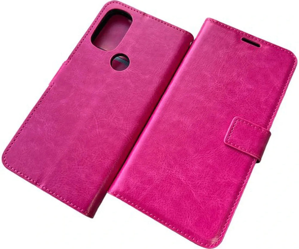 Motorola Moto G71 5G Hoesjes – Portemonnee Book Case – Pasjeshouder – Magneetsluiting – Roze-Ilumina Benelux