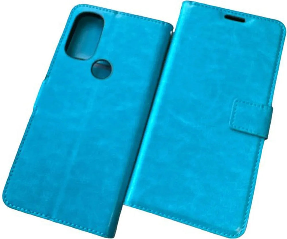 Motorola Moto G71 5G Hoesjes – Portemonnee Book Case – Pasjeshouder – Magneetsluiting – Turquoise-Ilumina Benelux