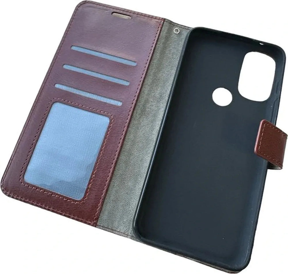 Motorola Moto G71 5G Hoesjes – Portemonnee Book Case – Pasjeshouder – Magneetsluiting – Bruin-Ilumina Benelux