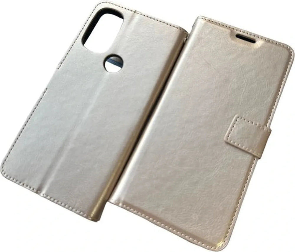 Motorola Moto G71 5G Hoesjes – Portemonnee Book Case – Pasjeshouder – Magneetsluiting – Goud-Ilumina Benelux