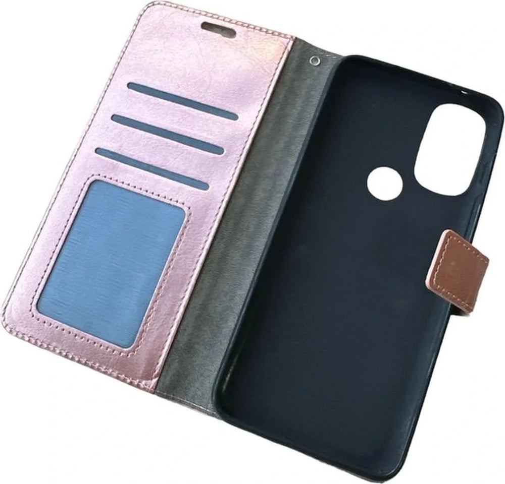 Motorola Moto G71 5G Hoesjes – Portemonnee Book Case – Pasjeshouder – Magneetsluiting – Roségoud-Ilumina Benelux