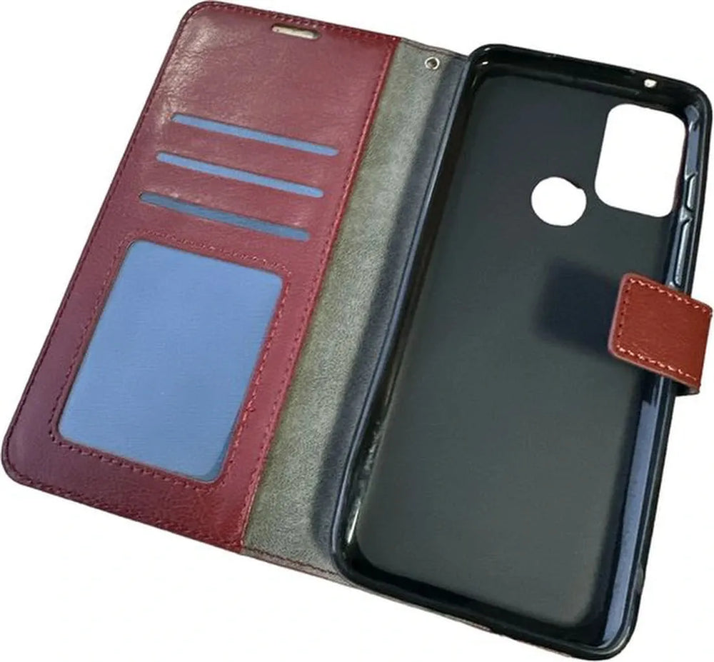 Motorola Moto G60s Hoesjes – Portemonnee Book Case – Pasjeshouder – Magneetsluiting – Bruin-Ilumina Benelux