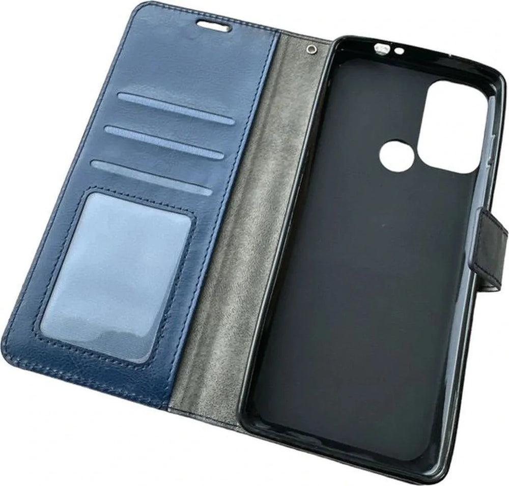 Motorola Moto G60s Hoesjes – Portemonnee Book Case – Pasjeshouder – Magneetsluiting – Blauw-Ilumina Benelux