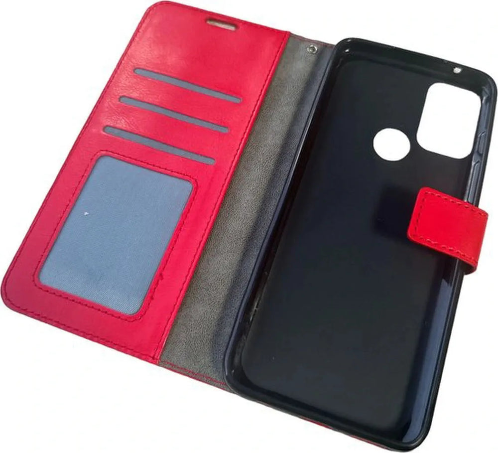 Motorola Moto G60s Hoesjes – Portemonnee Book Case – Magneetsluiting – 2x Screenprotector – Rood-Ilumina Benelux