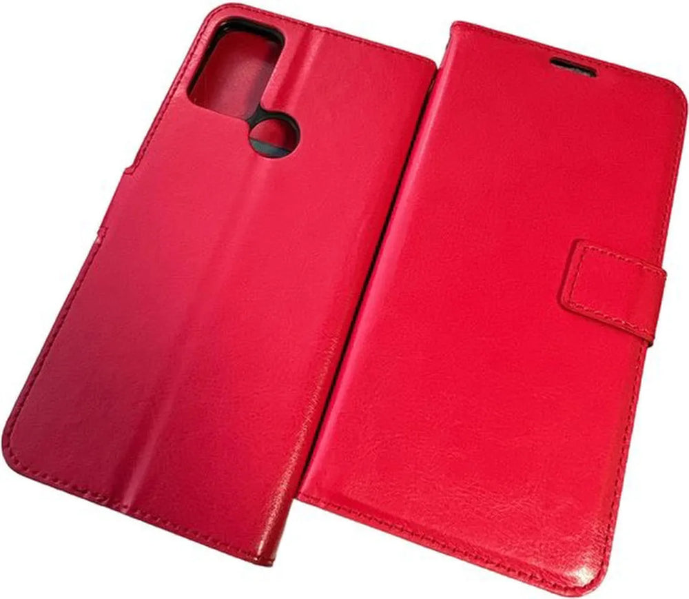 Motorola Moto G60s Hoesjes – Portemonnee Book Case – Magneetsluiting – 2x Screenprotector – Rood-Ilumina Benelux