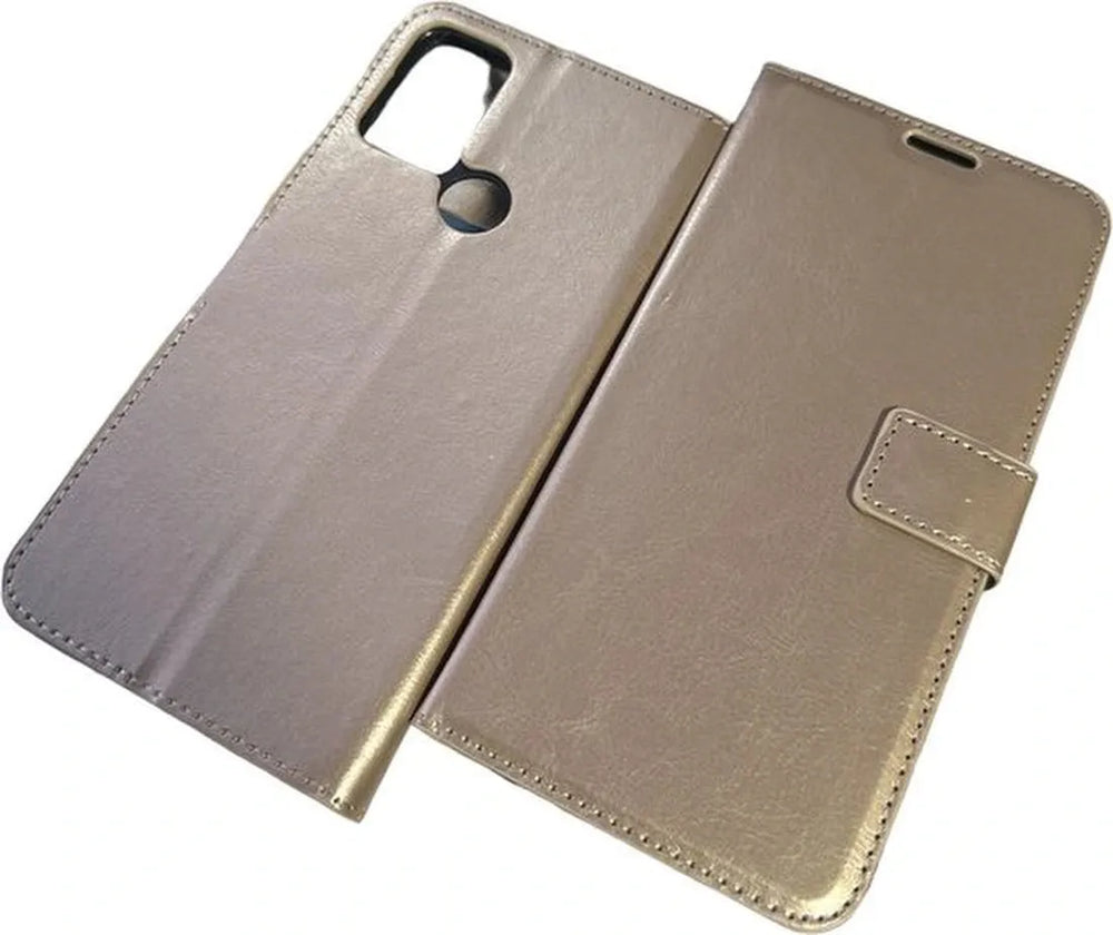 Motorola Moto G60s Hoesjes – Portemonnee Book Case – Magneetsluiting – 2x Screenprotector – Goud-Ilumina Benelux