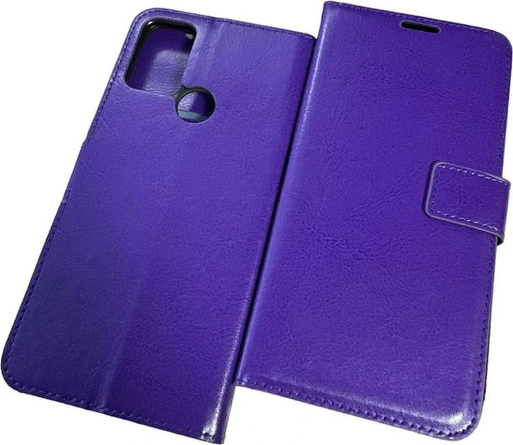 Motorola Moto G60s Hoesjes – Portemonnee Book Case – Magneetsluiting – 2x Screenprotector – Paars-Ilumina Benelux