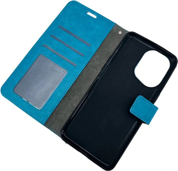 Oppo Find X5 Pro Hoesjes – Portemonnee Book Case – Pasjeshouder – 2x Gehard Glas Screenprotector – Turquoise-Ilumina Benelux