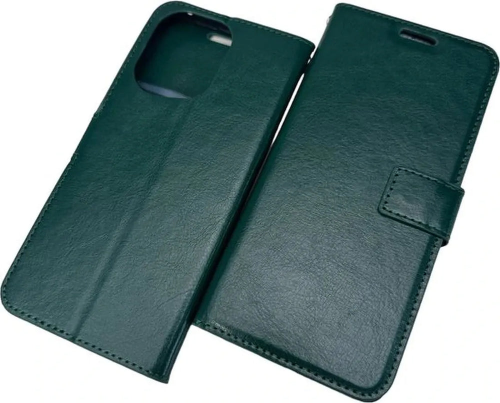 Oppo Find X5 Pro Hoesjes – Portemonnee Book Case – Pasjeshouder – 2x Gehard Glas Screenprotector – Groen-Ilumina Benelux