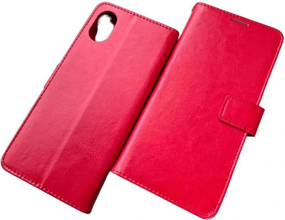 Samsung Galaxy A03 Core Hoesjes – Portemonnee Bookcase – Pasjeshouder – 2 Pack Screenprotector Gehard Glas – Rood-Ilumina Benelux