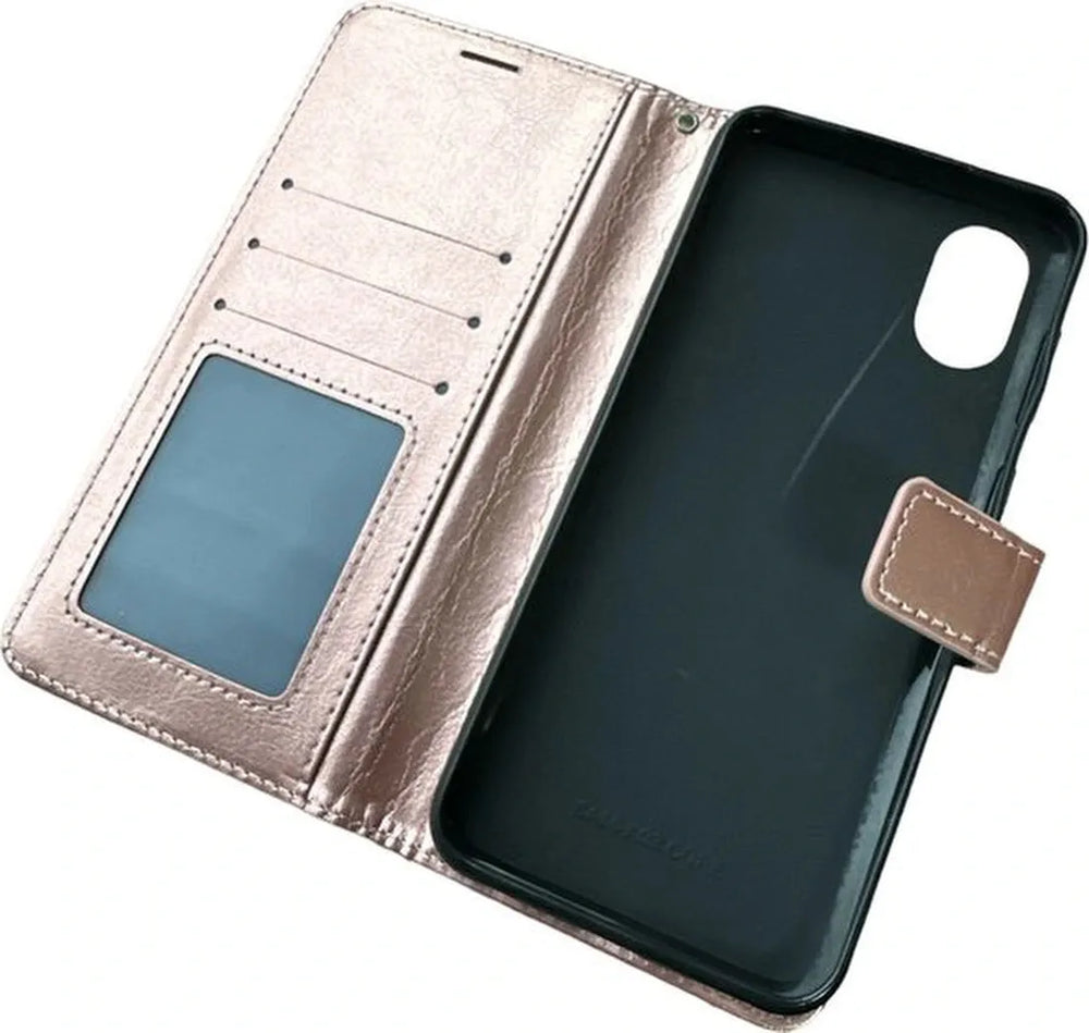 Samsung Galaxy A03 Core Hoesjes – Portemonnee Bookcase – Pasjeshouder – 2 Pack Screenprotector Gehard Glas – Roségoud-Ilumina Benelux