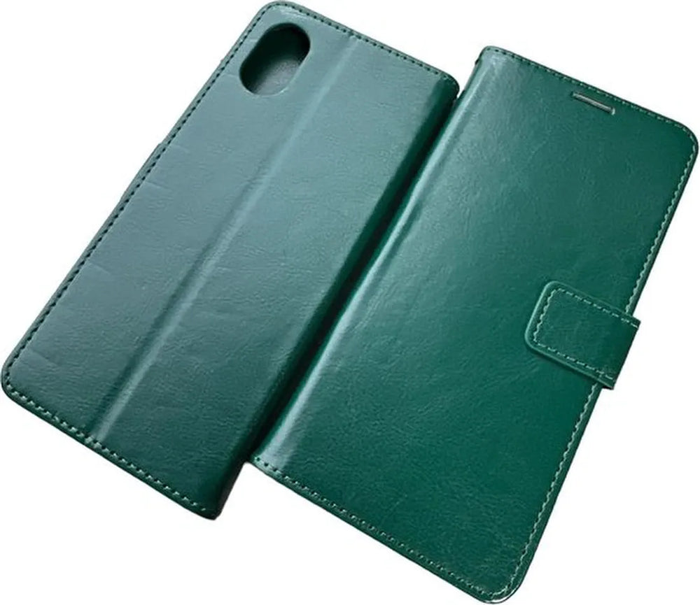 Samsung Galaxy A03 Core Hoesjes – Portemonnee Bookcase – Pasjeshouder – 2x Screenprotector Gehard Glas – Groen-Ilumina Benelux