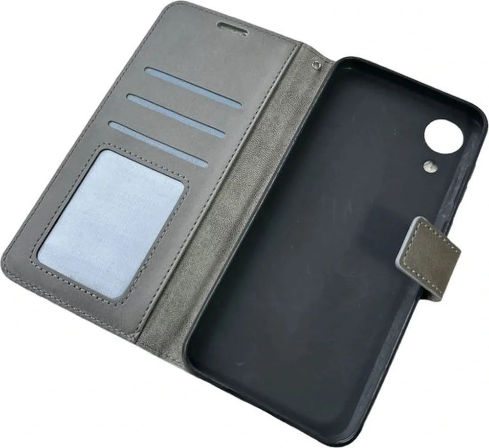 Samsung Galaxy A03 Core Hoesjes – Portemonnee Book Case – Pasjeshouder – Magneetsluiting – Grijs-Ilumina Benelux
