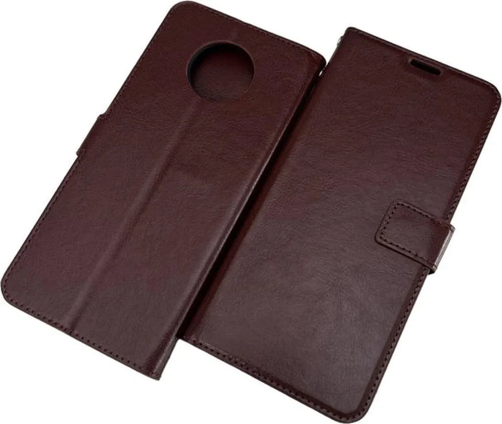 Nokia G50 Hoesjes – Portemonnee Book Case – Magneetsluiting – 2x Gehard Glas Screenprotector – Bruin-Ilumina Benelux