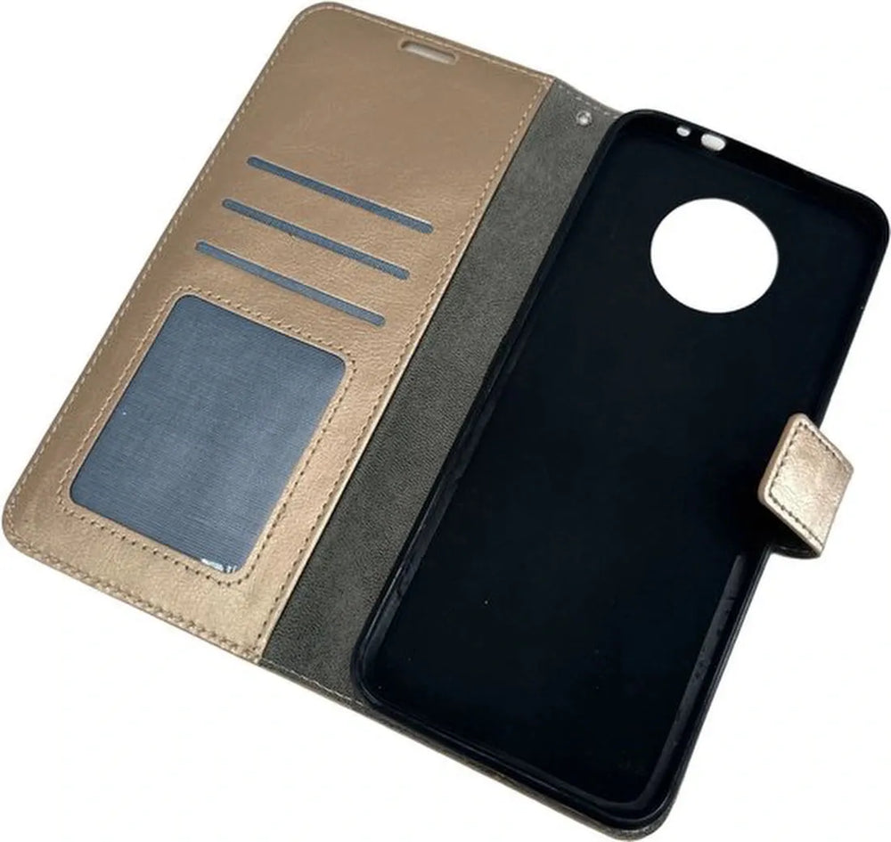 Nokia G50 Hoesjes – Portemonnee Book Case – Pasjeshouder – 2x Gehard Glas Screenprotector – Goud-Ilumina Benelux