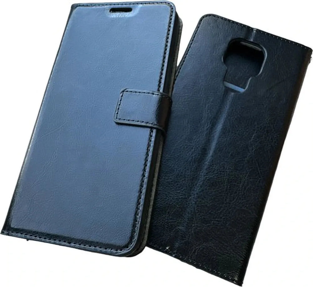 Motorola Moto E7 Hoesjes – Portemonnee Book Case – Pasjeshouder – 2x Screenprotector – Zwart-Ilumina Benelux