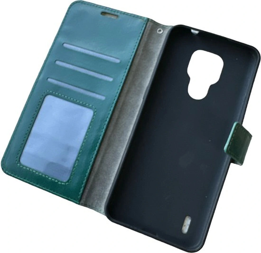 Portemonnee Book Case Hoesje Geschikt voor: Motorola Moto E7 Groen