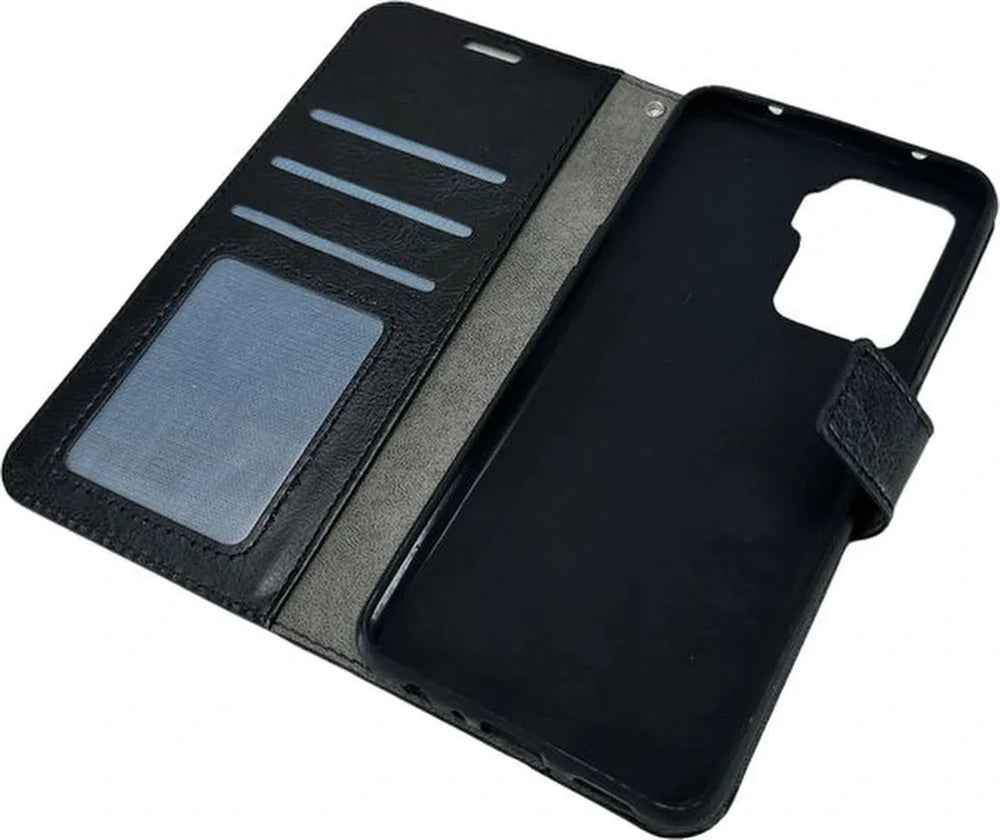 Oppo Reno 5Z Hoesjes – Portemonnee Book Case – Pasjeshouder – 2x Gehard Glas Screenprotector – Zwart-Ilumina Benelux