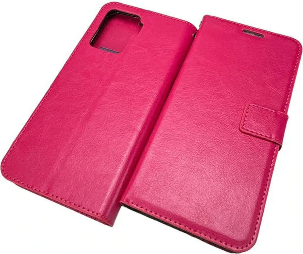 Oppo Reno 5Z Hoesjes – Portemonnee Book Case – Pasjeshouder – 2x Gehard Glas Screenprotector – Roze-Ilumina Benelux