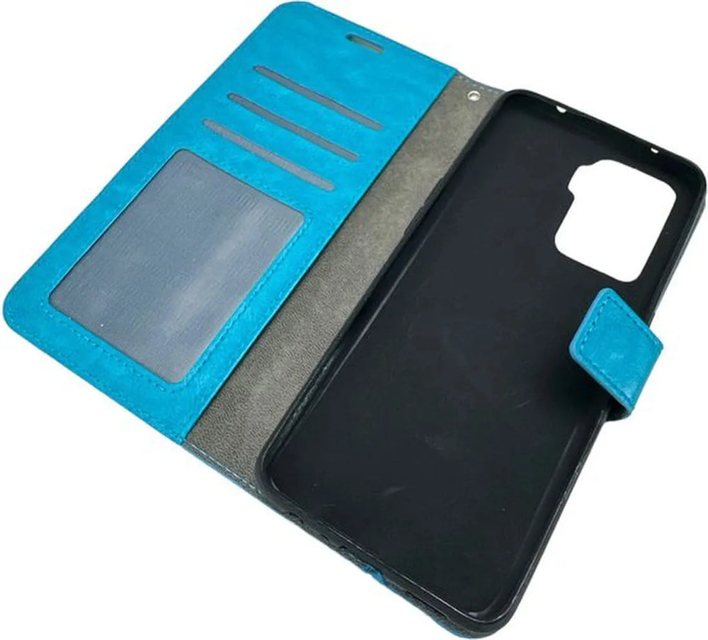 Oppo Reno 5Z Hoesjes – Portemonnee Book Case – Pasjeshouder – 2x Gehard Glas Screenprotector – Turquoise-Ilumina Benelux